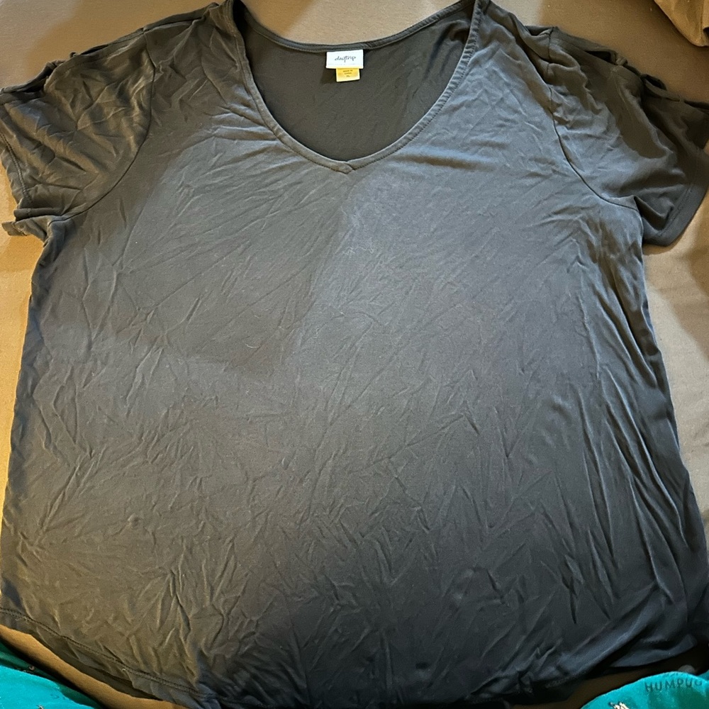 Daytrip black short sleeve shirt with crisscross lace in arms. Size xl